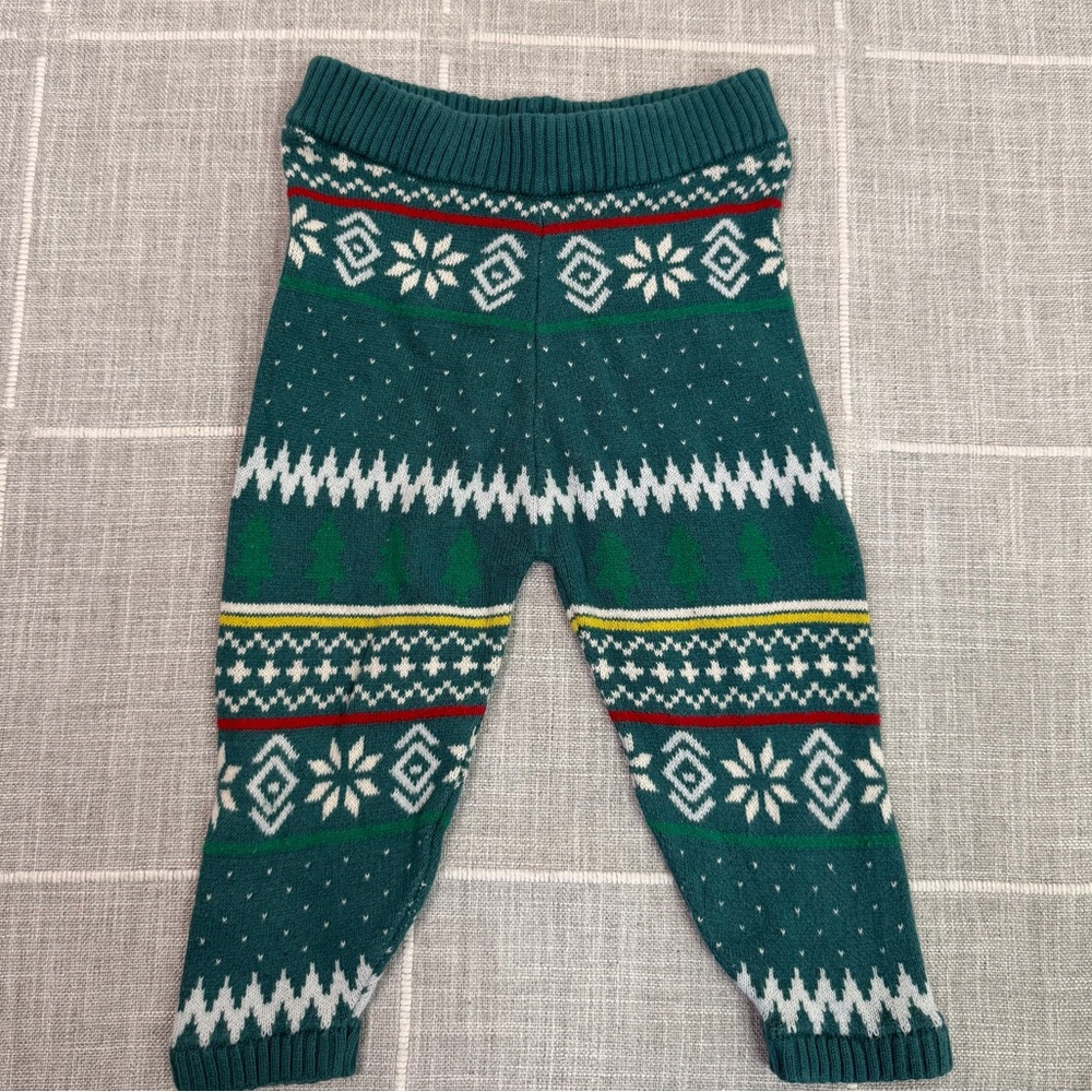 Hanna Andersson Holiday Sweater & Leggings Set 12-18 Months Fair Isle Cotton - Picture 6 of 8